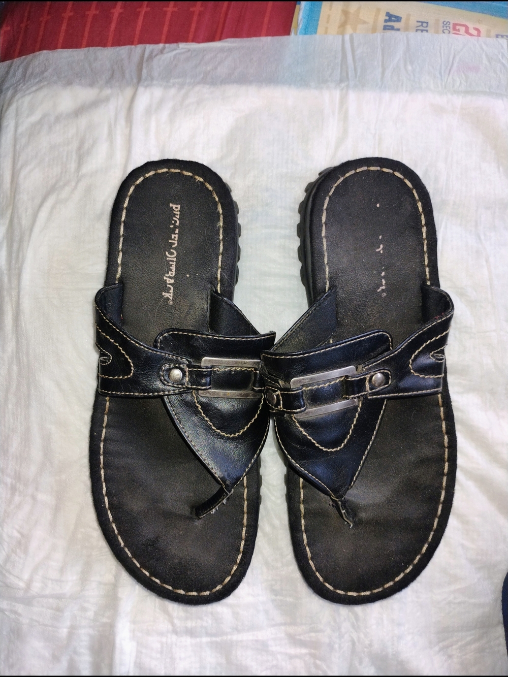 Black Women's Slip-On Thong Sandals